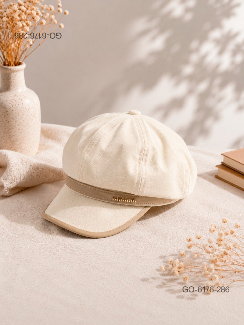 Gorra Estilo Parisino (Gavroche) en Tela Estructurada – Color Crema GO6176