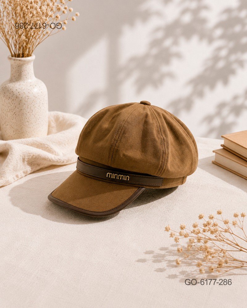 Gorra Estilo Parisino (Gavroche) en Tela Estructurada – Color Café GO6177
