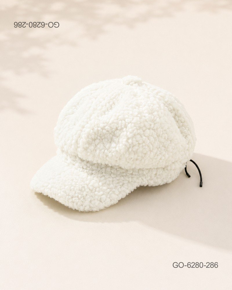 Gorra Estilo Parisino (Gavroche) en Textura tipo Borrego (Sherpa) – Color Blanco GO6280