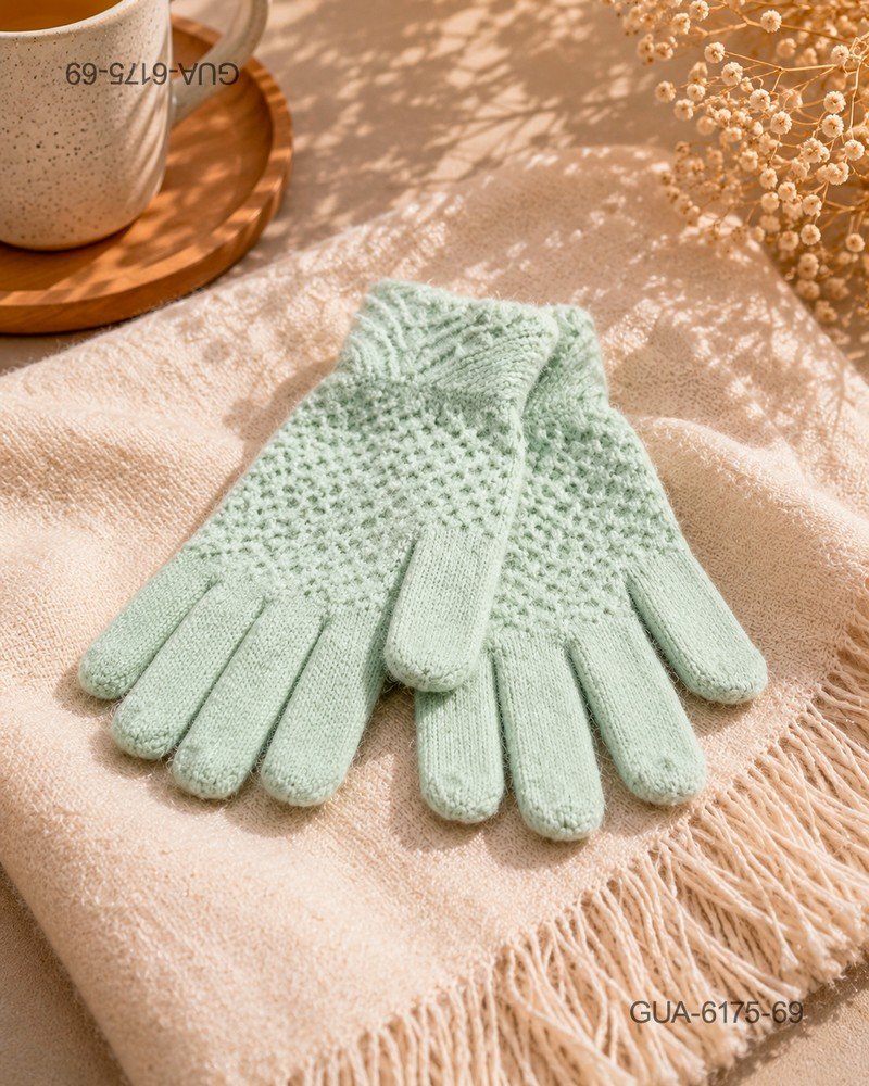 Guantes de Punto con Patrón Geométrico - Color Menta GUA6175