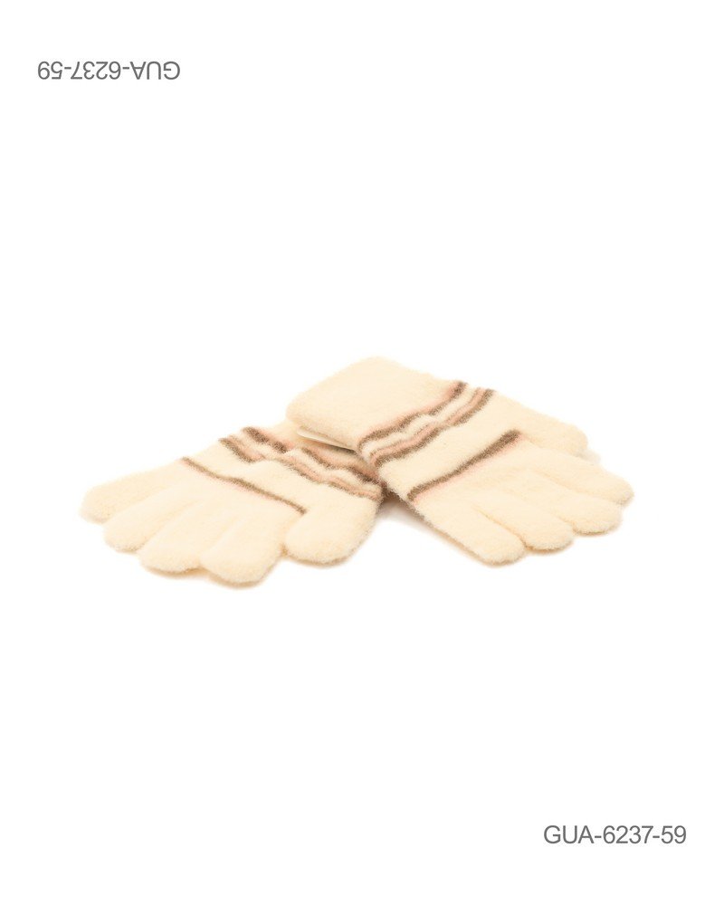 Guantes tejidos en color crema con rayas GUA6237
