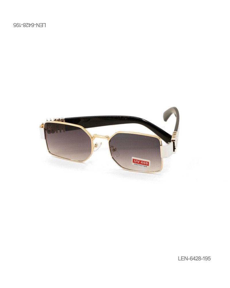 Lentes de Sol con Armazón Rectangular Metálico Dorado y Protección UV400 LEN6428