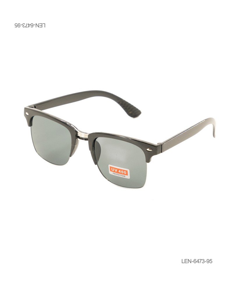 Lentes de Sol Estilo Clubmaster con Montura Superior en Negro y Protección UV400 LEN6473