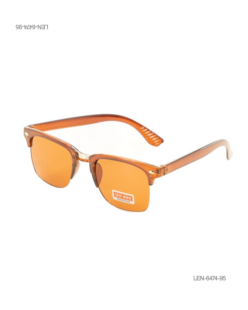 Lentes de Sol Estilo Clubmaster con Montura Superior en Tono Ámbar y Protección UV400 LEN6474