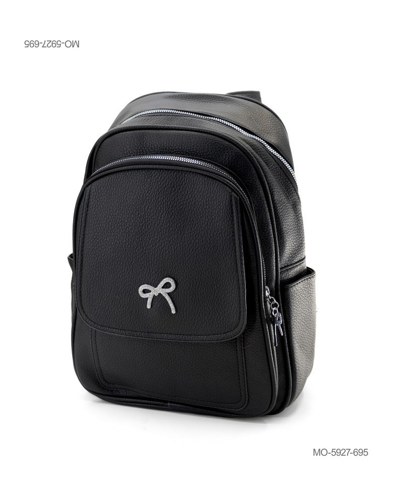 Mochila Urbana de Cuero Sintético con Lazo - Color Negro MO5927