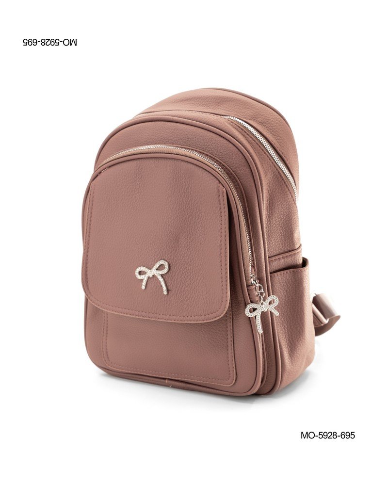 Mochila Urbana de Cuero Sintético con Lazo - Color Chocolate MO5928