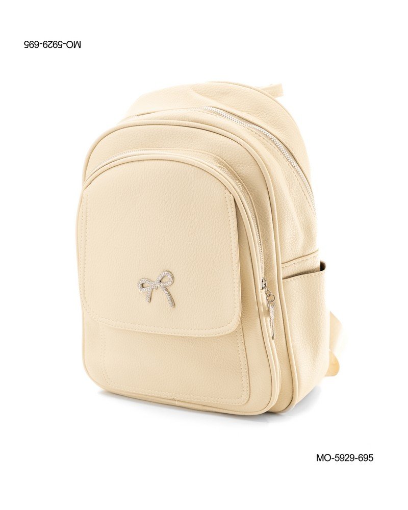 Mochila Urbana de Cuero Sintético con Lazo - Color Crema MO5929