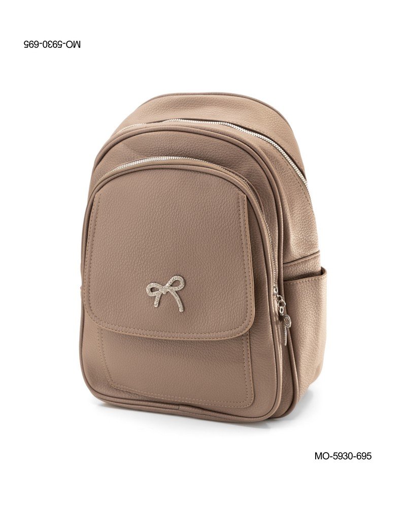 Mochila Urbana de Cuero Sintético con Lazo Decorativo - Color Nude MO5930