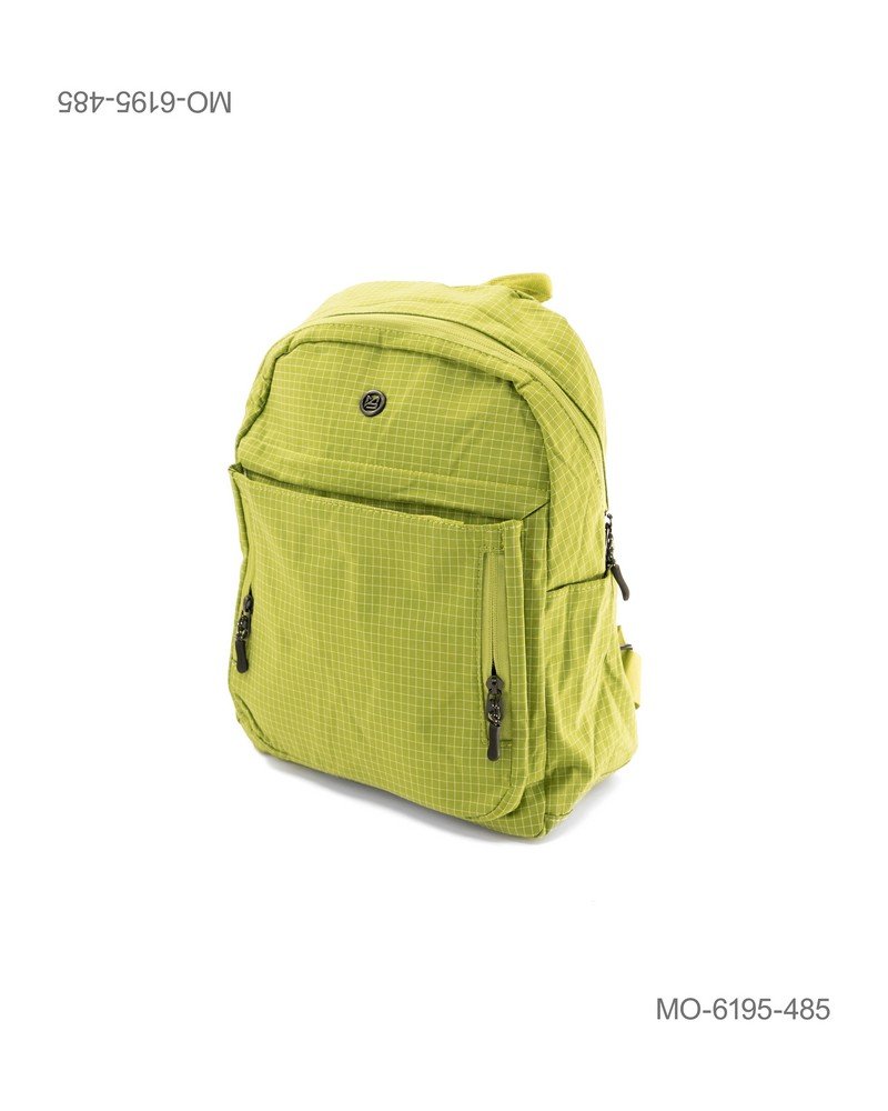 Mochila Casual Con Textura A Cuadros Color Verde Lima MO6195
