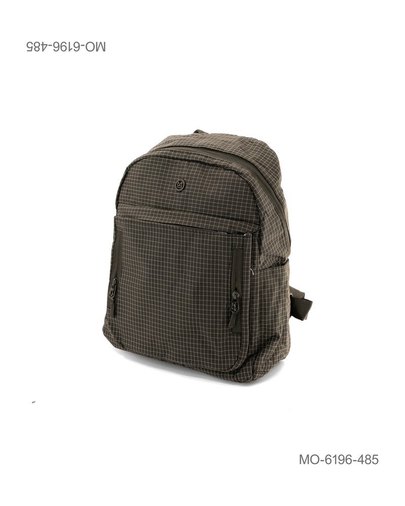 Mochila Casual Con Textura A Cuadros Color Negro MO6196