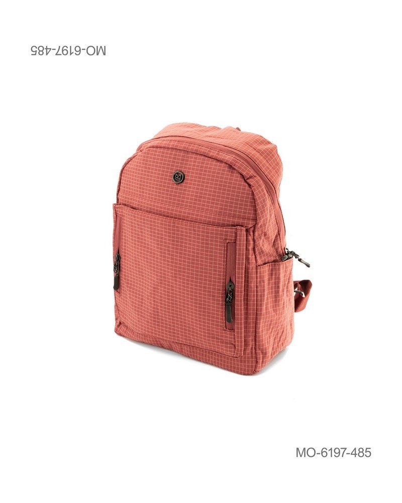 Mochila Casual Con Textura A Cuadros Color Rojo MO6197
