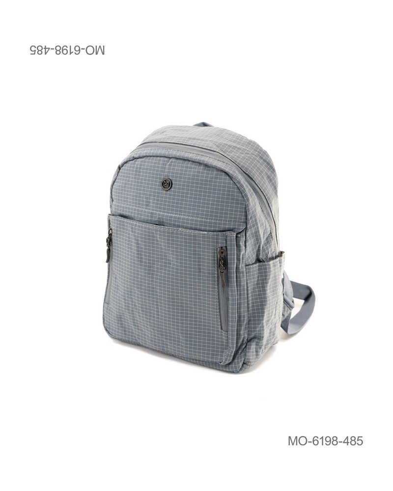 Mochila Casual Con Textura A Cuadros Color Celeste MO6198