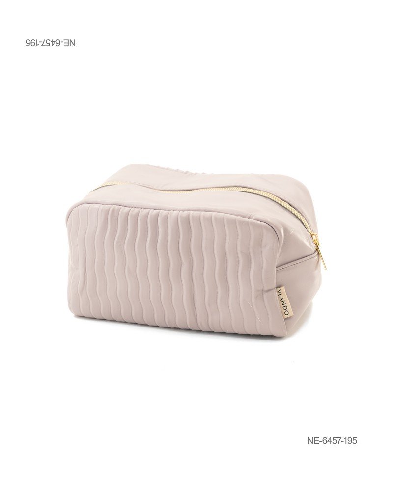 Neceser con Diseño Texturizado Ondulado en Tono Rosa Pastel NE6457