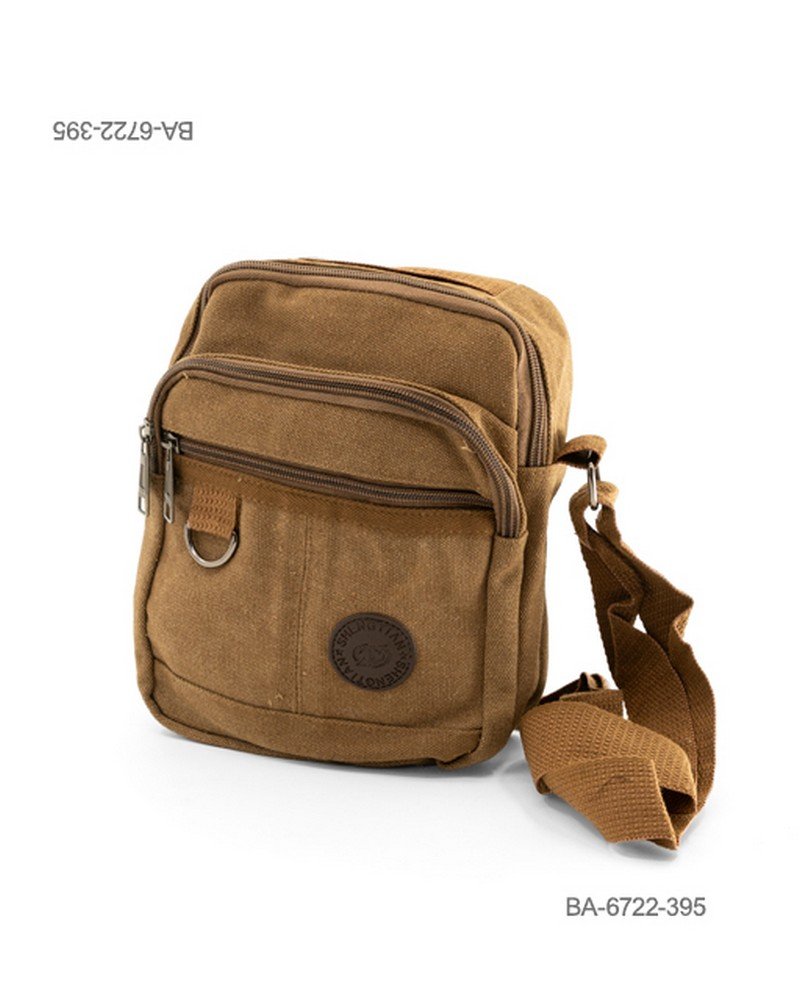 Bandolera casual de lona con cierres y correa ajustable BA6722
