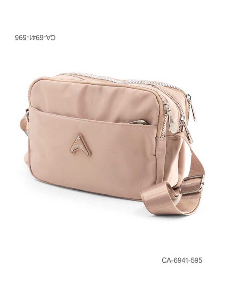 Cartera bandolera de tela suave e impermeable para dama con múltiples compartimentos con cierre, bolsillo frontal abierto, correa ajustable para el hombro CA6941