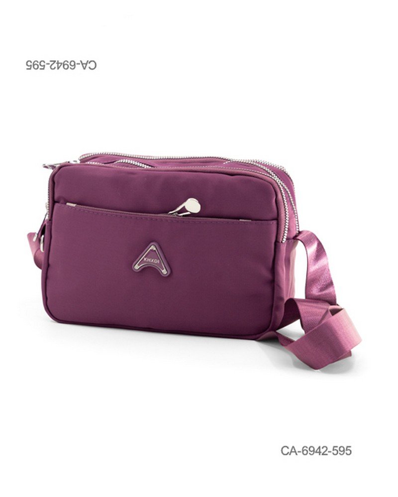 Cartera bandolera de tela suave e impermeable para dama con múltiples compartimentos con cierre, bolsillo frontal abierto, correa ajustable para el hombro CA6942
