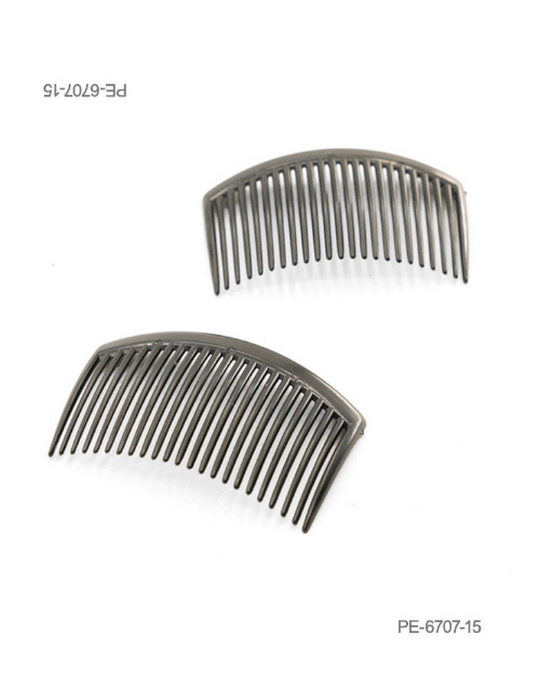 Peinetas para el cabello de diseño curvo en color gris oscuro, metálico o peltre PE6707