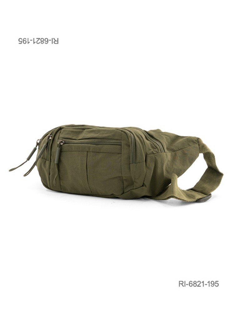 Riñonera de nylon urbana con múltiples bolsillos (color verde militar) RI6821