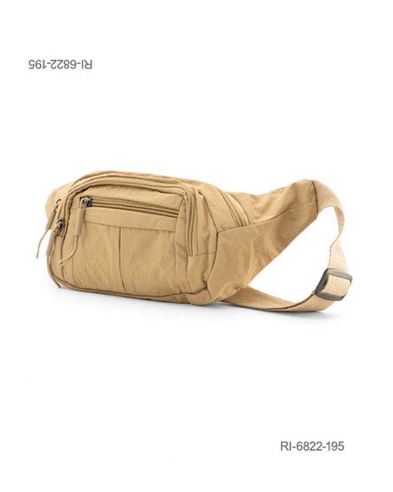 Riñonera de nylon urbana con múltiples bolsillos (color beige) RI6822