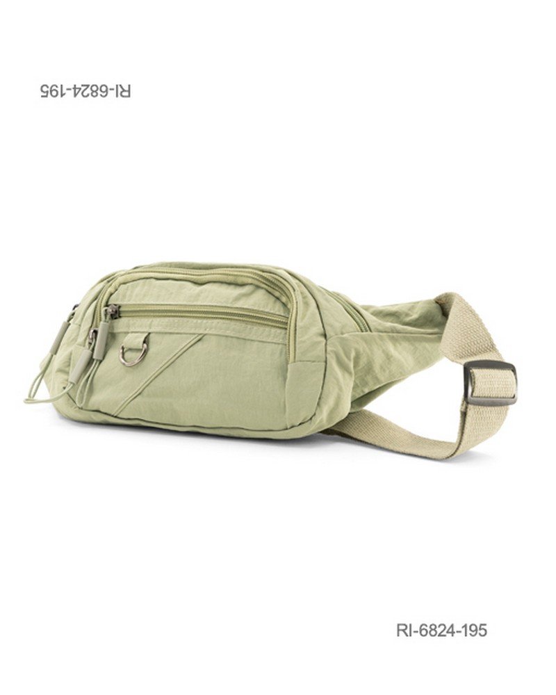 Riñonera de nylon urbana con múltiples bolsillos (color verde claro) RI6824