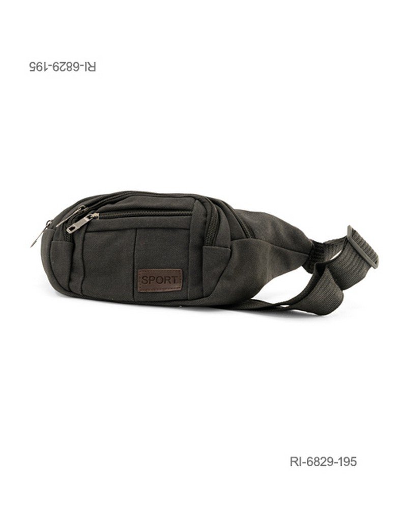 Riñonera de lona urbana deportiva con múltiples bolsillos (color gris oscuro) RI6829