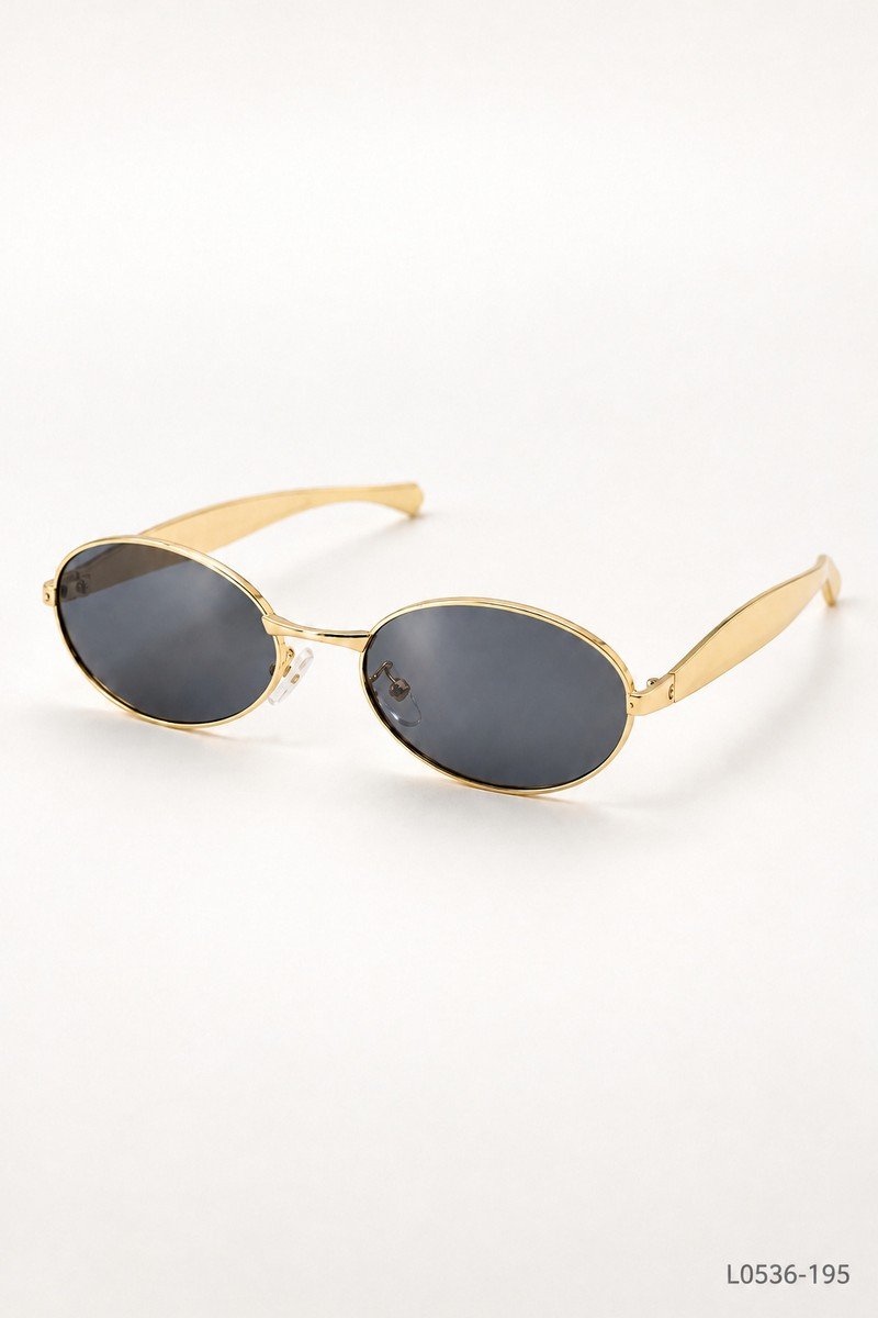 Lentes de sol ovalados con armazón metálico dorado L0536