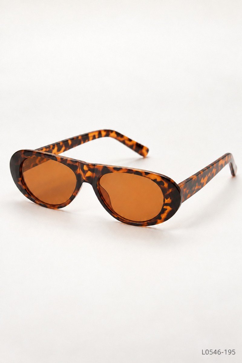 Lentes de sol con armazón estampado carey y cristal en tono ámbar L0546