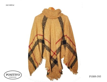 Poncho tejido con cuello p1089