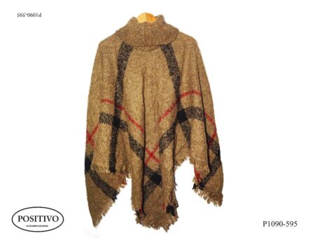 Poncho tejido con cuello p1090