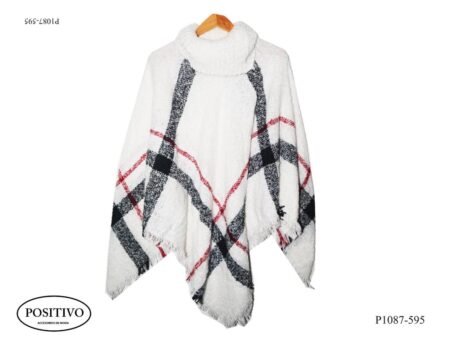 Poncho tejido con cuello p1087