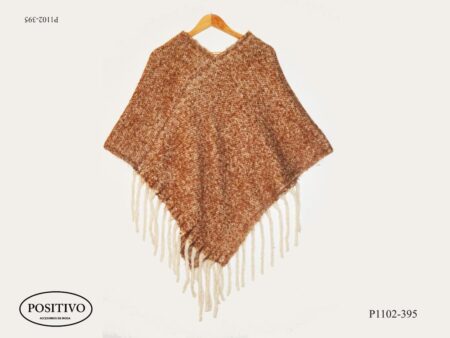 Poncho tejido con flecos p1102