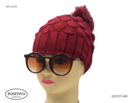 Gorro tejido pon pon piel g5157