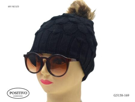 Gorro tejido pon pon piel g5158