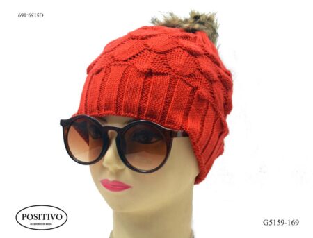 Gorro tejido pon pon piel g5159