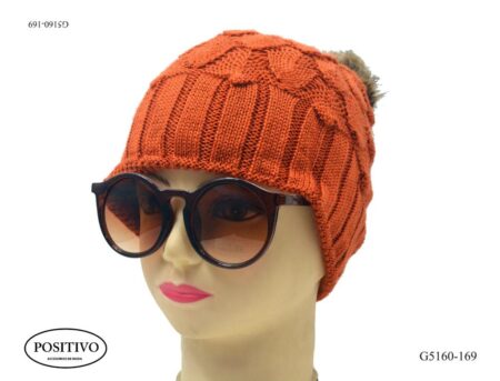 Gorro tejido pon pon piel g5160