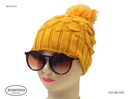 Gorro tejido pon pon piel g5156