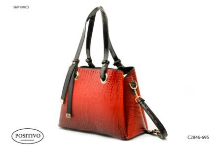 Cartera con asas largas y correa, roja C2846