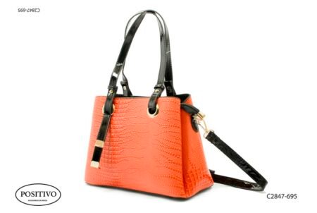 Cartera con asas largas y correa, naranja C2847