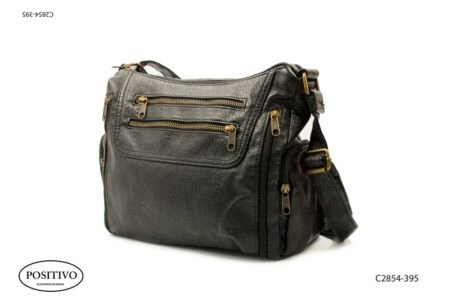 Morral simil cuero 7 cierres con correa C2854