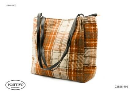 Bolso en tela escocés con asas C2858