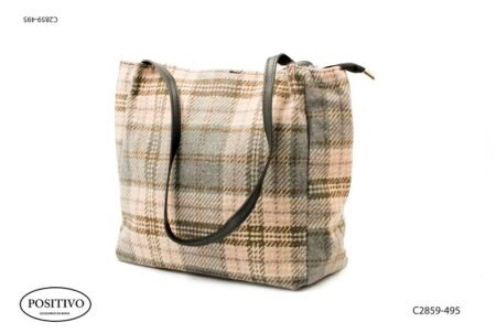 Bolso en tela escocés con asas C2859
