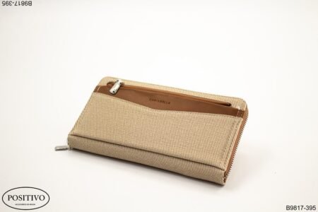 Billetera dama larga cuerina con rafia B9817
