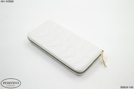 Billetera dama larga con cierre blanca B9824