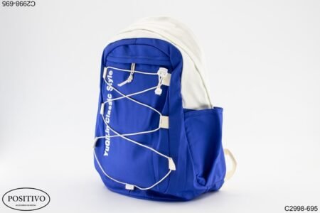 Mochila azul con cuerdas en frente C2998