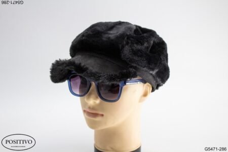 Boina dama en piel negro G5471