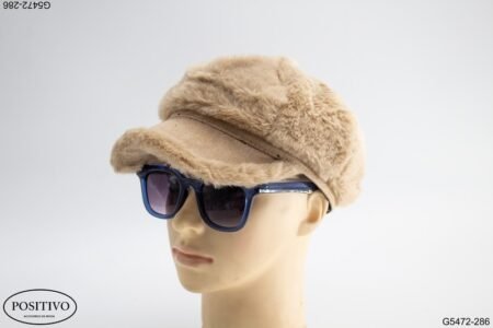 Boina dama en piel beige G5472