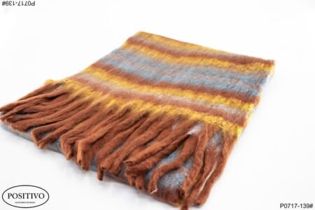 Pashmina térmica naranja con flecos P0717