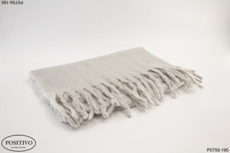 Pashmina gris cashmire con flecos P0759