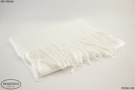 Pashmina blanca cashmire con flecos P0760