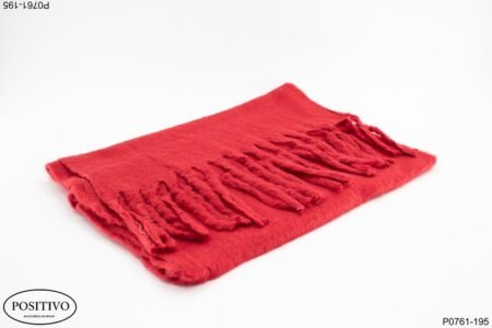 Pashmina roja cashmire con flecos P0761